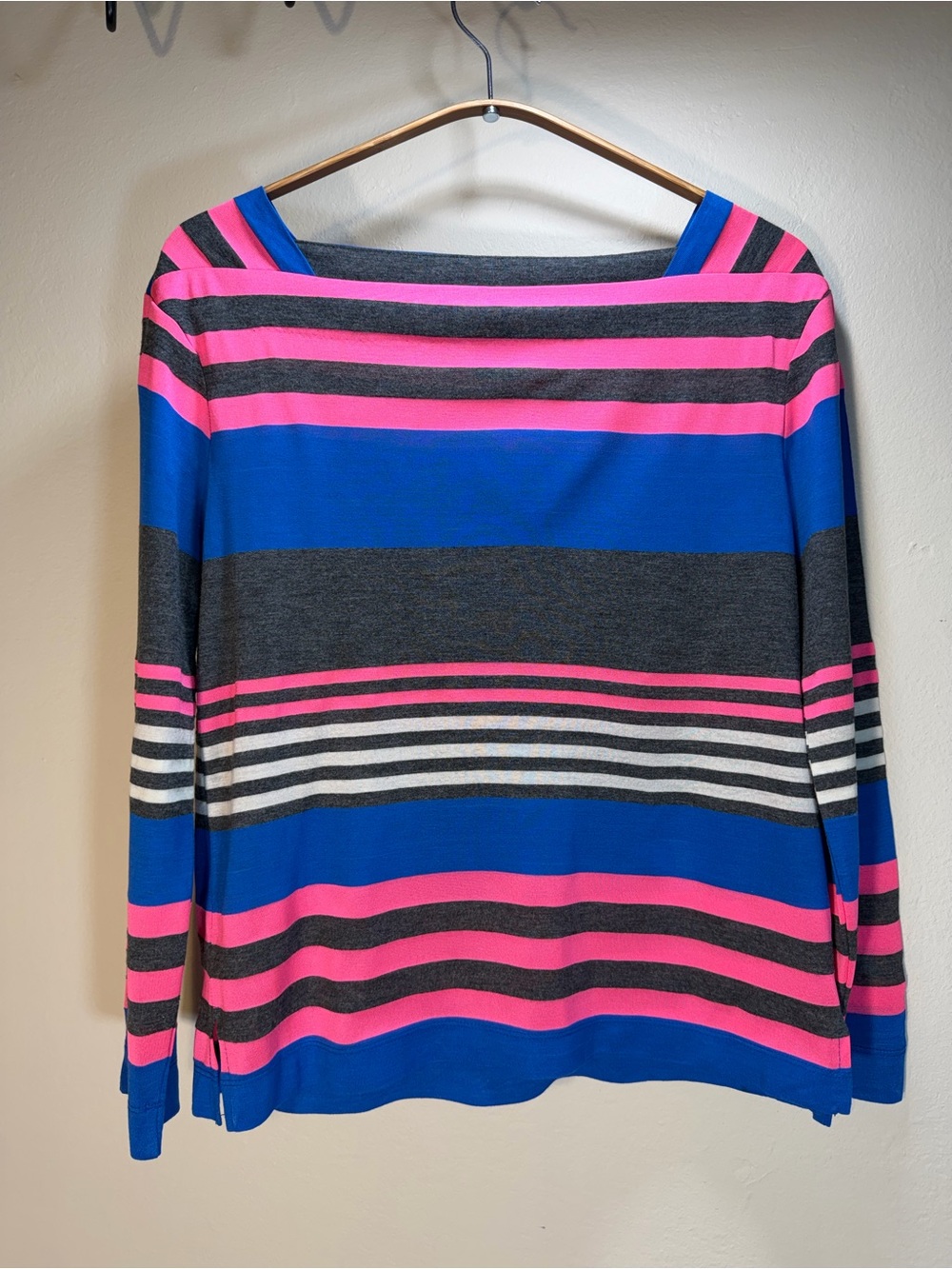 Marc by Marc Jacobs Blue, Pink & Gray Striped Boatneck Night Grey Melage
